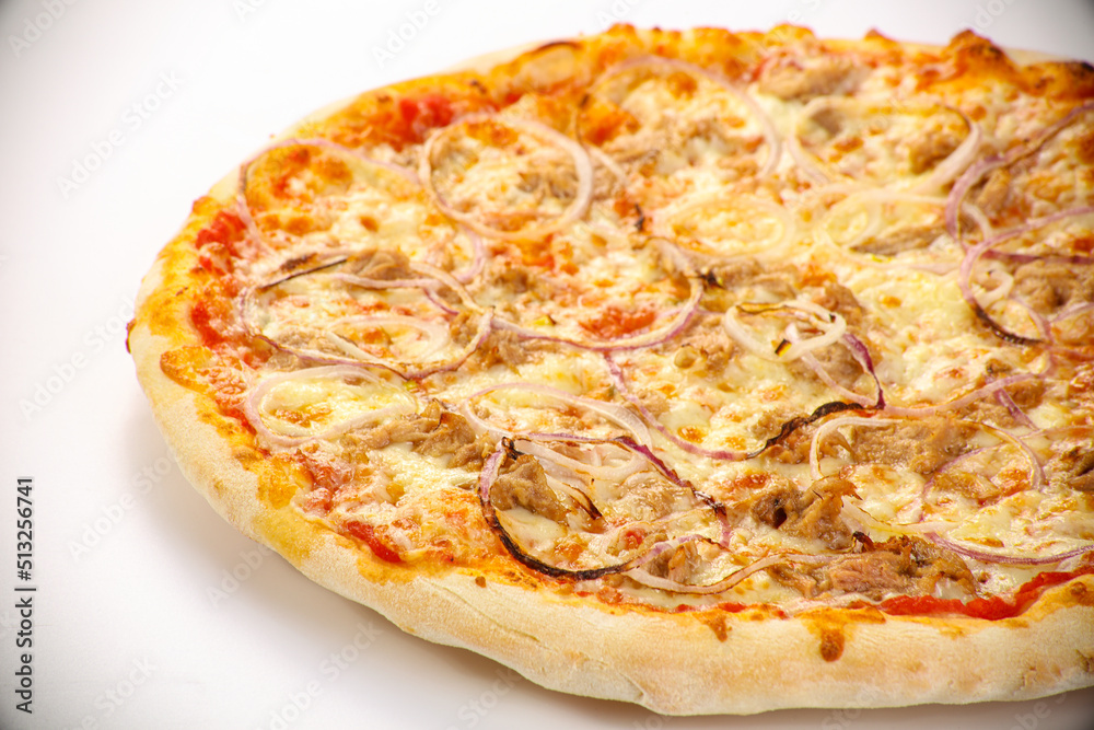 Pizza with meat and onion Pizza with meat and onion