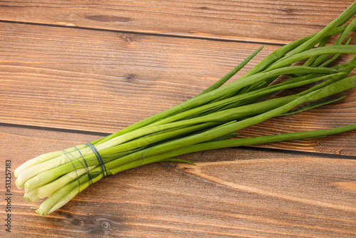 Raw young green onion heap