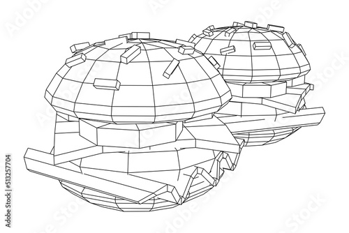 Hamburger or cheeseburger wireframe low poly mesh