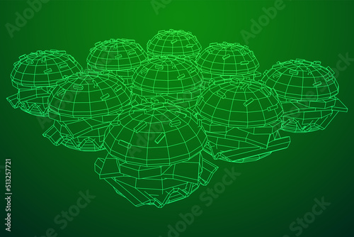 Hamburger or cheeseburger wireframe low poly mesh
