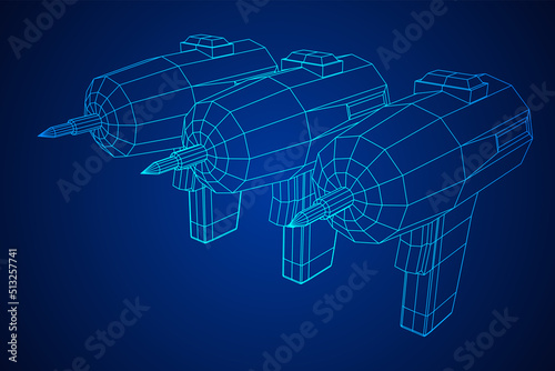 Drill electric device wireframe low poly mesh