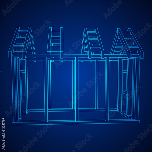 Building object or framing house. Greenhouse construction frame.