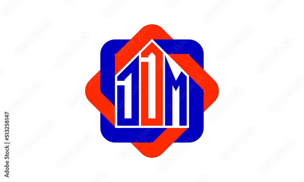 DDM three letter real estate logo with home icon logo design vector