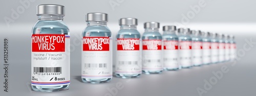 Billede på lærred Monkeypox vaccine ampoules - 3D illustration