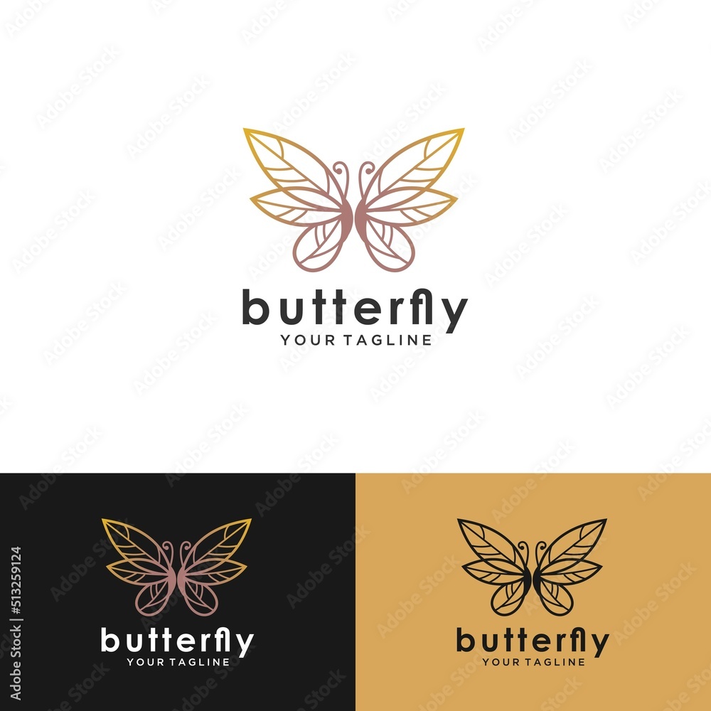 Butterfly Logo geometric design vector abstract Linear style icon template. Logotype concept icon brackets