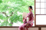 Beautiful Japanese woman smiling in yukata