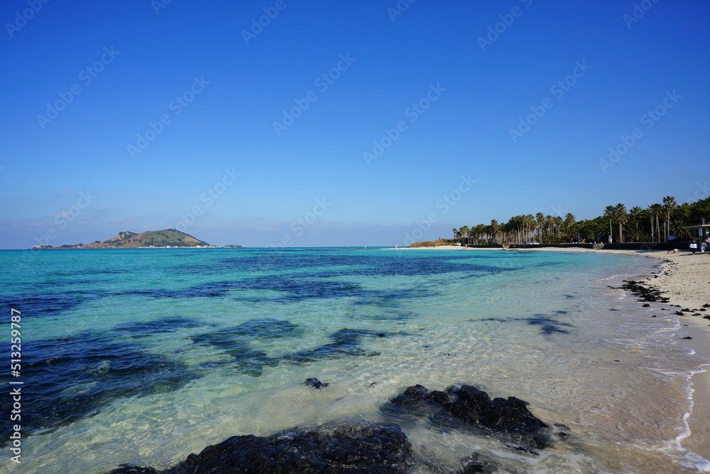 fine seascape with clear water and island