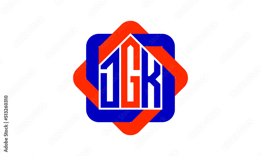 DGK three letter real estate logo with home icon logo design vector