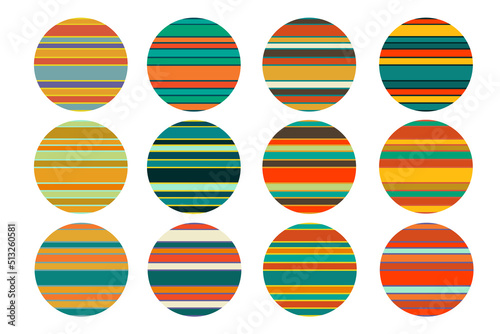 Circles in retro colors, round backgrounds, colourful