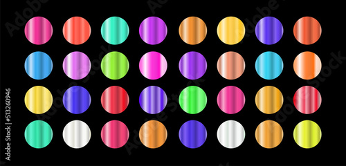 Super set of metallic gradient pink, green, golden, red, purple, silver, orange. Metallic palette