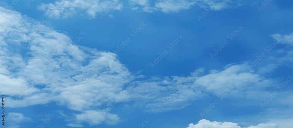 Fototapeta premium Heavy clouds covered the view of natural cloudy blue morning sky, Bright and shinny natural and cloudy sky background for wallpaper, cover, card, decoration and design.