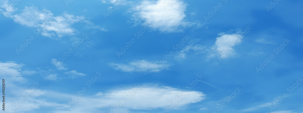 Obraz premium Abstract clear and shinny fresh natural cloudy blue sky background, Morning sky background with tiny clouds for any creative design and wallpaper.