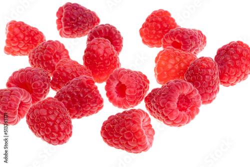 ripe red raspberry isolated