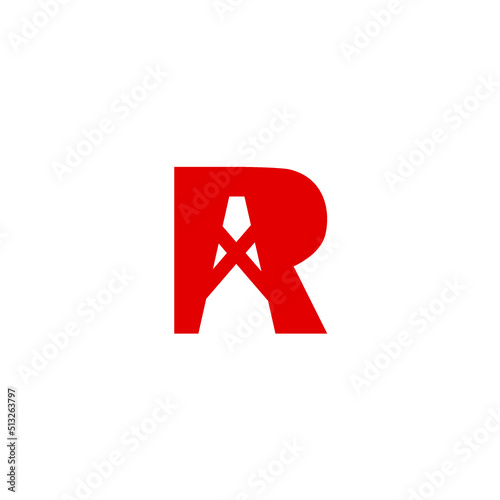 R initial oil resource icon logo vector