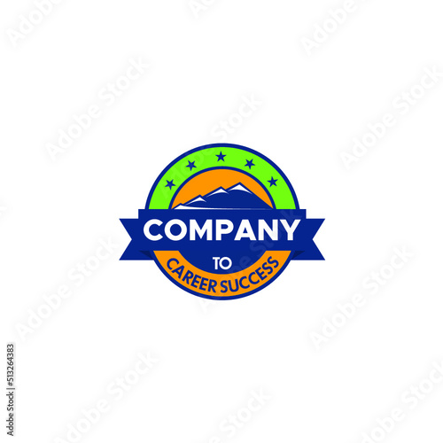 mountain on circle vintage badge logo vector