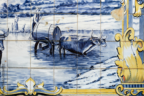 tiles panel in the garden of Largo do Cruzeiro, Peso da Regua, Portugal
