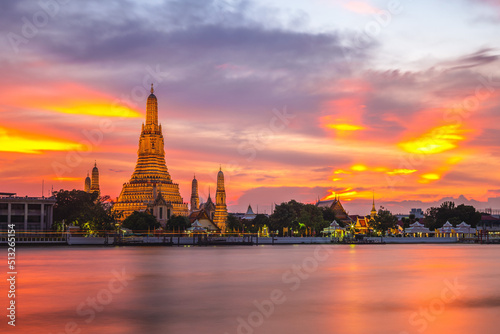 Wat Arun by Chao Phraya River at Bangkok, thailand