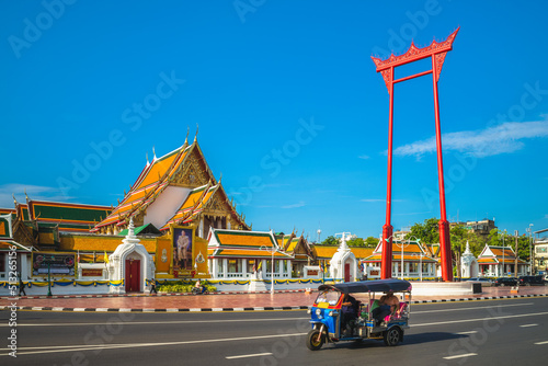 wat suthat and giant swing at bangkok, thailand photo