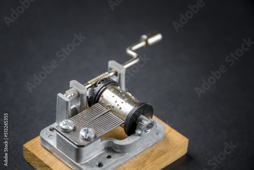 Traditional music box isolated on black