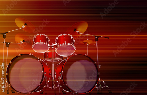 abstract blurred music background with drum kit