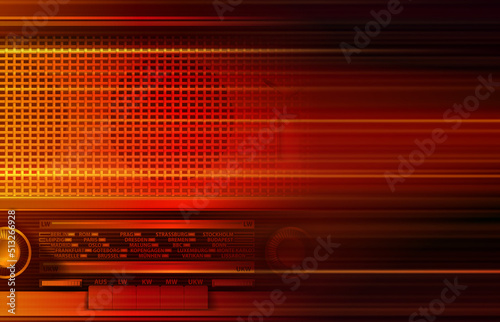 abstract blurred music background with retro radio
