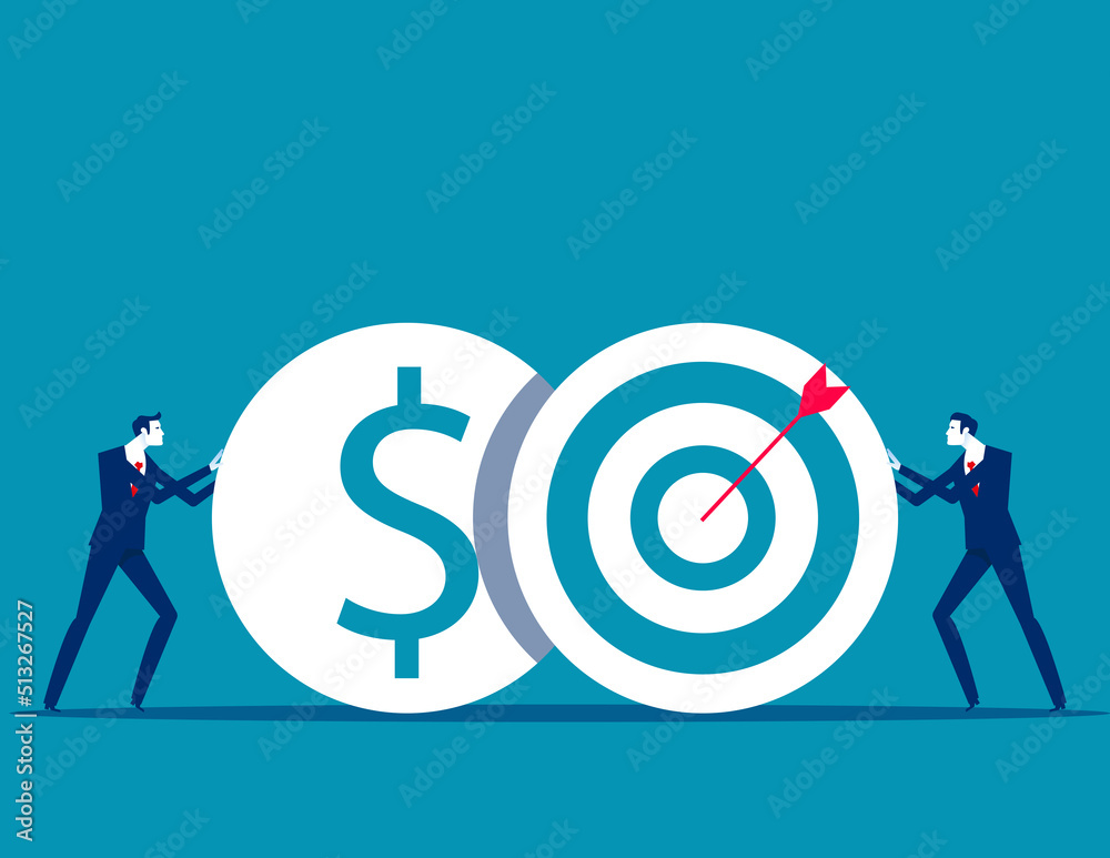 Business plan and target. Business pushing coin and target Business plan and target. Business pushing coin and target