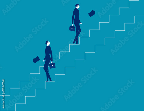 The path of the ups and downs of business person. Business vector illustration