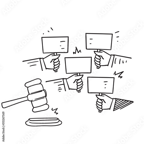 hand drawn doodle hand vote at auction illustration vector