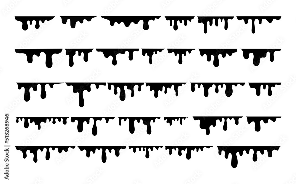 Dripping black liquid set vector collection fully editable eps 10