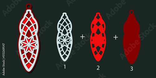 3D openwork Christmas toy. Layered Christmas decoration. Paper craft
