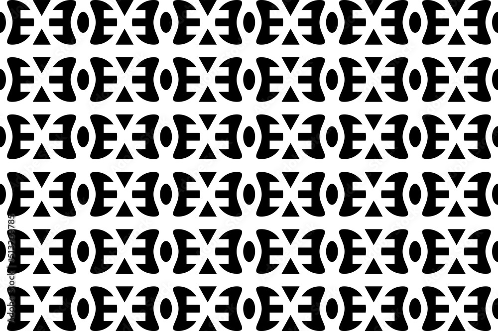 Fototapeta premium Abstract black and white pattern. Monochrome seamless geometric pattern. Repeating shapes, geometric elements.