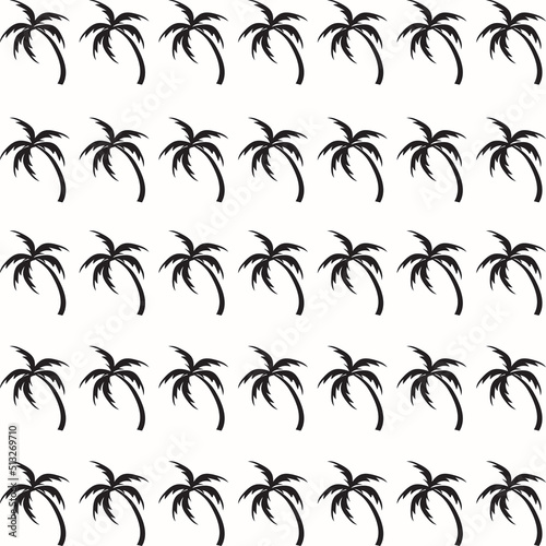 Coconut tree pattern on white background. Simple style vector. Summer pattern for web design or textile design.