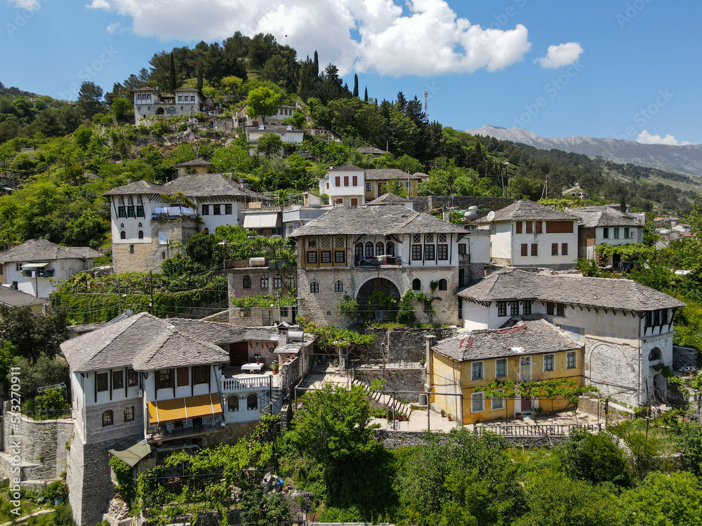 Drone view at the town of Gjirokastra on Albania
