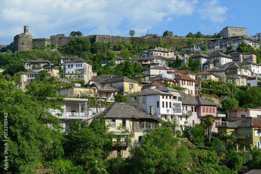 Fototapeta premium View at the town of Gjirokastra on Albania