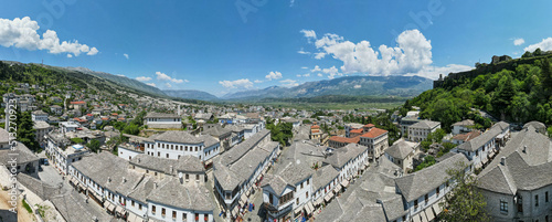 Drone view at the town of Gjirokastra on Albania