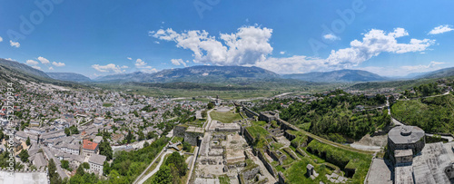 Drone view at the town of Gjirokastra on Albania photo