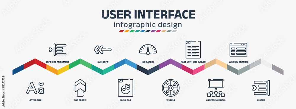 user interface infographic design template with left side alignment ...
