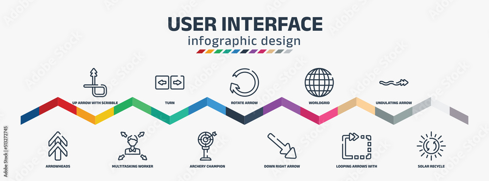 user interface infographic design template with up arrow with scribble ...