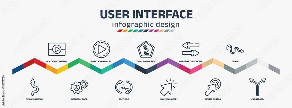 user interface infographic design template with play video button ...