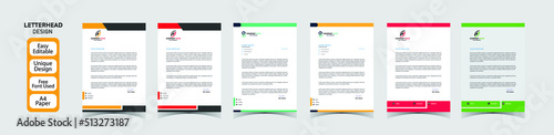Creative & Clean business style letterhead template, corporate letterhead bundle design, A4 Letterhead Template Vector Design, Abstract Letterhead Design, Modern orange letterhead layout template,