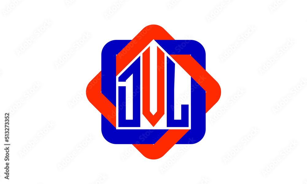 DVL three letter real estate logo with home icon logo design vector