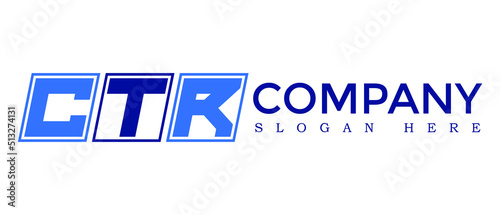 CTR three Letter Rounded rectangle boxes shape element symbol digital initial technology Media logo design, Vector Template