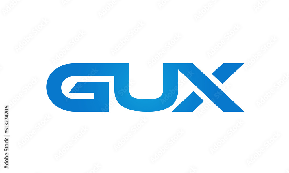GUX letters Joined logo design connect letters with chin logo logotype icon concept GUX letters Joined logo design connect letters with chin logo logotype icon concept