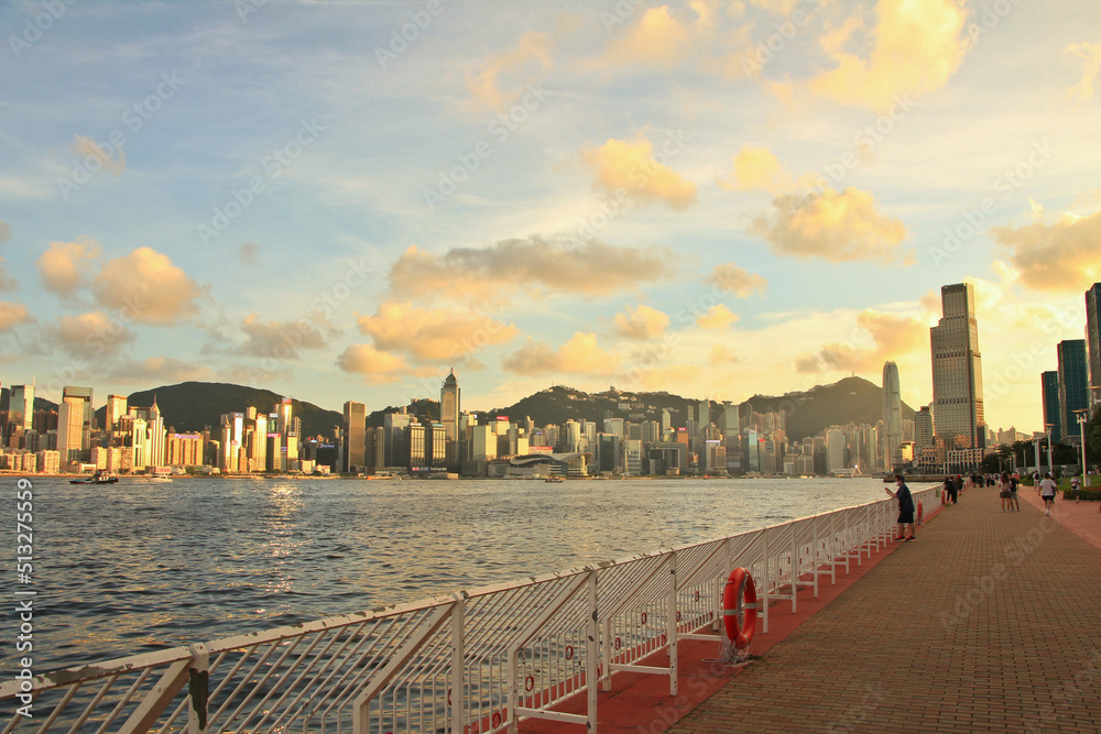 Evening Scene of the Iconic Skyline of Hong Kong