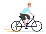自転車を漕ぐ男性 サイクリング ロードバイク 走る スポーツ 休日 運動 ヘルメット ベクターイラスト