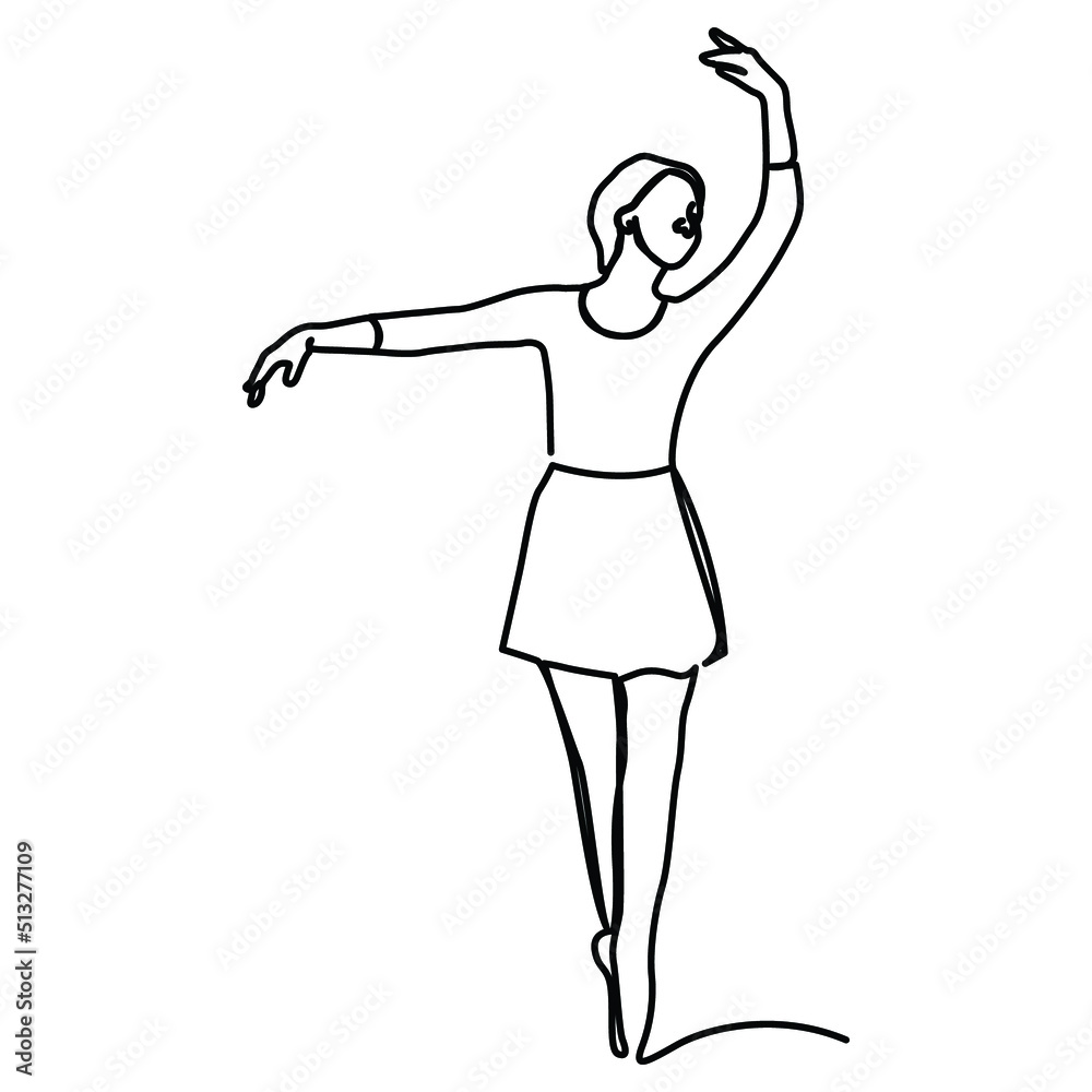 one line continuous drawing of woman short hair dancing ballet one line continuous drawing of woman short hair dancing ballet