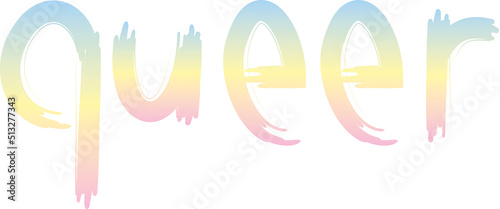 queer - Schriftzug in Pastellfarben
