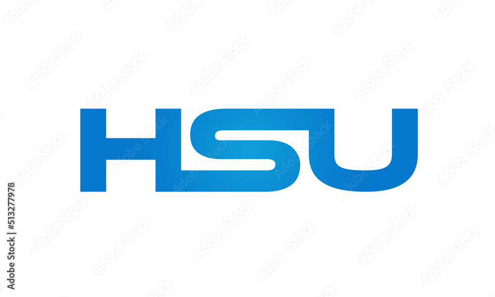 HSU letters Joined logo design connect letters with chin logo logotype icon concept HSU letters Joined logo design connect letters with chin logo logotype icon concept