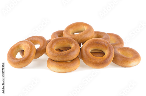 bread ring or baranka dried bagels isolated on white background photo