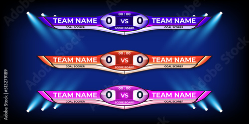 Scoreboard Broadcast Graphic and Lower Thirds Template for soccer and football